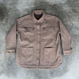 Banana Republic Woman’s L Shirt Shacket Cardigan Brown Jacket Preppy Coat